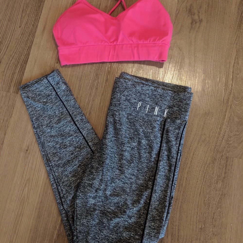 PINK gray yoga pant leggings S